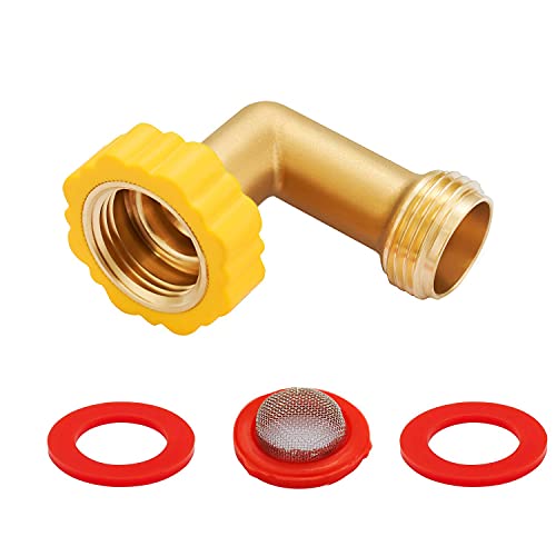 Minimprover Lead-Free Brass 90 Degree Hose Saver Hose Elbow Fitting Quick Swivel Connect Adapter Thread Size 3/4' Connectors