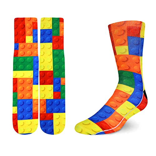 Benefeet Sox Mens Funny Crazy Socks Unisex Cool Funky 3D Printed Patterned Socks Teen Boys Gaming Socks Youth Novelty Athletic Tube Socks Basketball Calf Socks Boyfriend Birthday Gifts, Le Toy Bricks