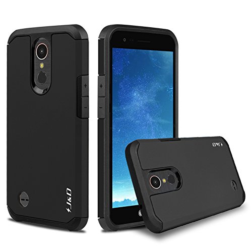 J&D Case Compatible for LG K20 V/LG K20 Plus/LG Harmony/LG K10 2017 / LG V5 / LG Grace Case, Heavy Duty Dual Layer Hybrid Shockproof Protective Rugged Bumper Case for LG K20 V Case, Black