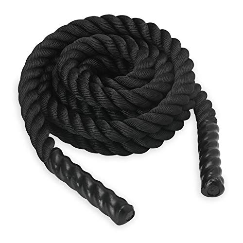 SPRI Battle Rope - Weighted Rope for Strength Training,Durable Conditioning Rope - 18ft Long with 1.5' Thickness,Black