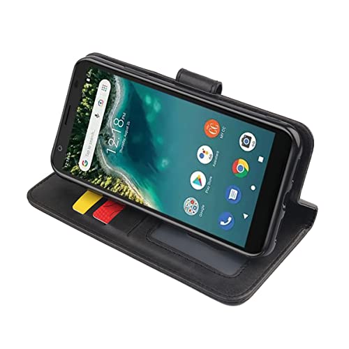 UPONEW Black Shockproof Leather Protective Phone Case Holder for ZTE Avid 589 Z5158