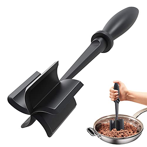 Upgrade Meat Chopper, Heat Resistant Meat Masher for Hamburger Meat, Ground Beef Smasher, Nylon Hamburger Chopper Utensil, Ground Meat Chopper, Non Stick Mix Chopper, Mix and Chop, Potato Masher Tool