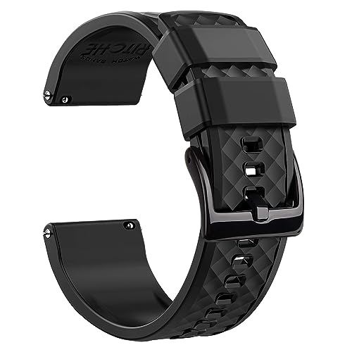 Ritche Silicone Watch Bands 18mm 20mm 22mm 24mm Quick Release Rubber Watch Bands for Men, Black / Black, 20mm, Classic,Sport