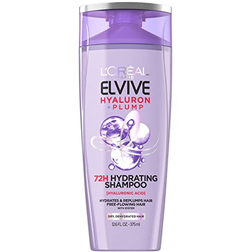 L'Oreal Paris Elvive Hyaluron Plump Hydrating Shampoo for Dehydrated, Dry Hair Infused with Hyaluronic Acid Care Complex, Paraben-Free, 12.6 Fl Oz
