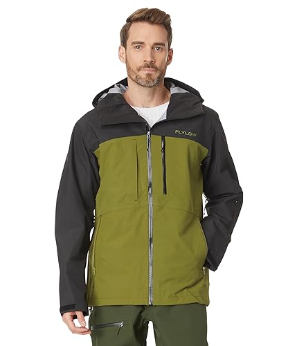 Flylow Men's Quantum Pro Jacket Ski & Snowboard Coat - Black/Moss - Small