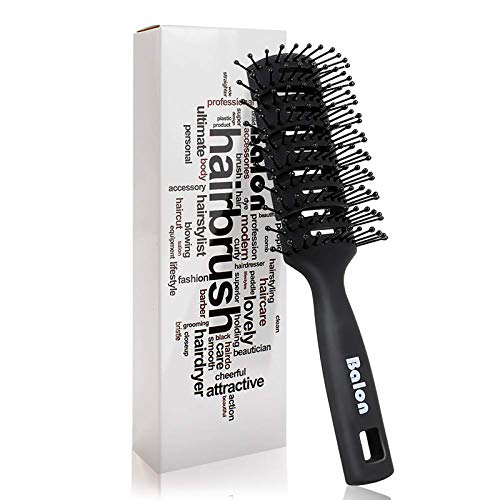 Vent Hair Brush, 11 Row Vented Hairbrush for Men and Women, Vent Brushes With Ball Tipped Bristles for Wet Short Curly Straight Hair Blow Drying Quickly(Black)