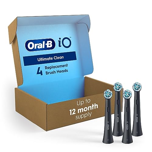 Oral-B iO Series Ultimate Clean Replacement Brush Head Series Electric Toothbrushes, Black, 4 Count (Pack of 1)