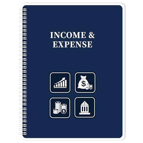 Income and Expense Log Book – Bookkeeping Record Book/Accounting & Bookkeeping Ledger Log Book, 9' x 11', Small Business Ledger Book with Polypropylene Cover - Navy