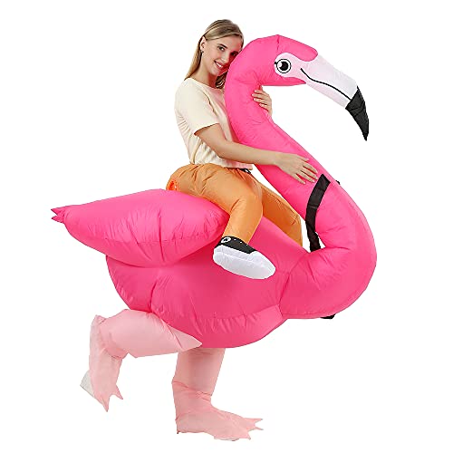 RHYTHMARTS Inflatable Costume Flamingo Costume Adult Ride On Flamingo Inflatable Halloween Costumes for Adult Valentine's Day