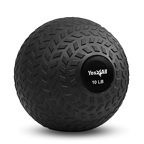 Yes4All Slam Balls Upgraded, 10-12lb Medicine Ball Weight, Durable PVC Sand Filled Workout Dynamic Medicine Ball for Core Strengthen