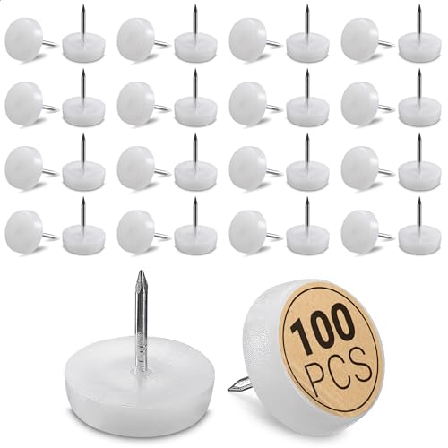 100Pcs Nail Chair Floor Protectors for Hardwood Floors - Nail Table Leg Floor Protectors for Chairs Furniture Sliders for Hardwood Floors Furniture Pads - Chair Feet Pads Floor Protector for Chairs