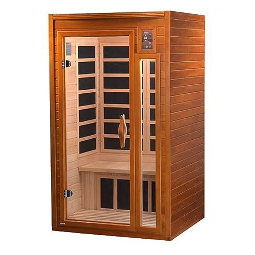 Dynamic Barcelona 1 to 2 Person Hemlock Wood Low EMF FAR Infrared Sauna For Home with LED Control Panel and Tempered Glass Door - Curbside Delivery