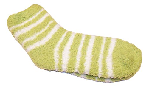 Snugadoo Too 'Super Soft' Adult Socks ~ Lime Green with White Stripes (One Size)