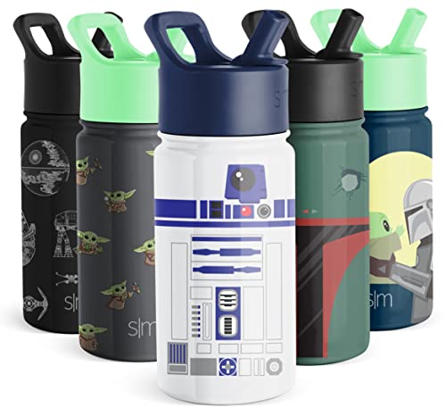 Simple Modern Star Wars R2D2 Kids Water Bottle with Straw Lid | Insulated Stainless Steel Reusable Tumbler Gifts for School, Toddlers, Boys | Summit Collection | 14oz, R2D2