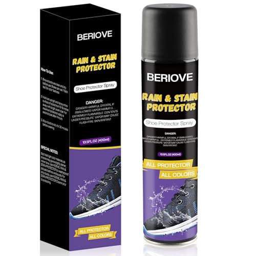 BERIOVE Shoe Protector Spray Waterproof : 13.5 OZ Waterproof Shoe Spray - Suede Protector Spray for Sneaker Boots & Canvas (white)