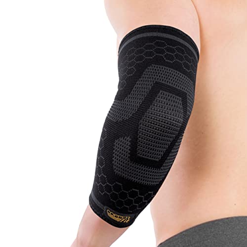 Copper Fit Unisex ICE Elbow Compression Sleeve Infused Menthol, Black, Small/Medium