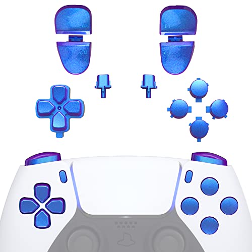 eXtremeRate Replacement D-pad R1 L1 R2 L2 Triggers Share Options Face Buttons, Chameleon Purple Blue Full Set Buttons Compatible with ps5 Controller BDM-030 BDM-040 - Controller NOT Included