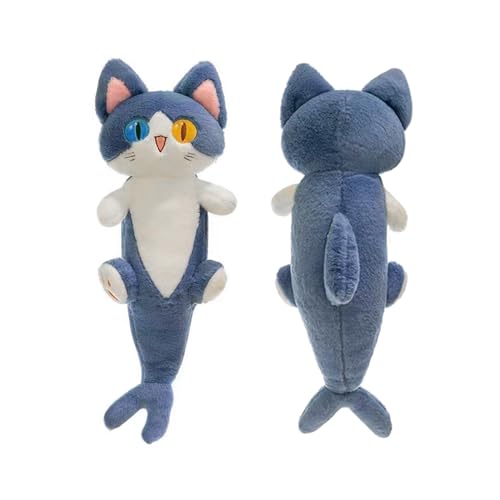 OOPSHANA Long Cat Plush Toy Cute Plushie Hugging Plush Pillow Shark Cat Stuffed Animal for Girls and Boys Blue 19.7'