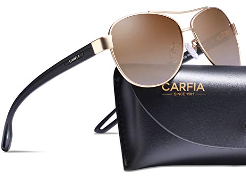 CARFIA Polarized Sunglasses for Women UV Protection Ultra-Lightweight Comfort Metal Frame Driving Glasses CA3210