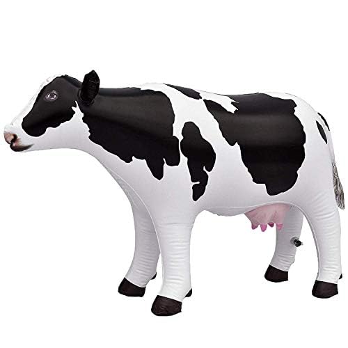 Jet Creations 37' Long Inflatable Cow Toys, Milk White Lifelike Blow-Up Cow Toy Figure for Decoration or Play, Livestock Theme Party, Pool, Birthday, VBS, Photo Prop, Easy to Inflate, 1 pc