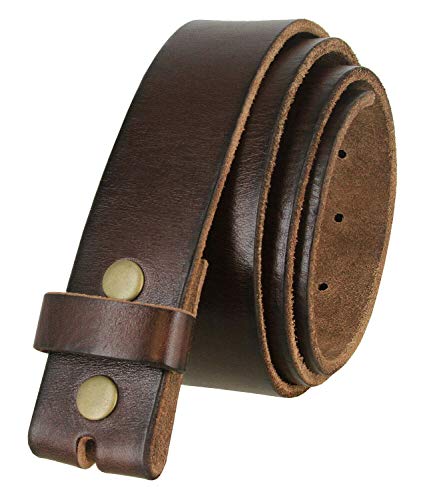 100% One-Piece Full Grain Leather Belt Straps with No Slot Hole/Slot Hole/Heavy-Duty, Multi Options 1-1/2' (38mm) Wide (Slot Hole-Brown, 40)