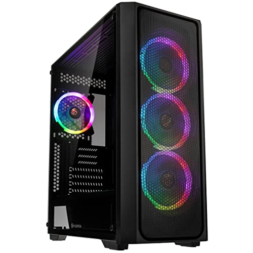 RAIJINTEK PONOS MS4, Mid-Tower PC Case, with Tempered Glass and Front Mesh, EEB M/B, Comes with 4pcs 12025 ARGB Fans, Compatible with Max. 390mm VGA Card, USB3.0 and Magnetic Dust Filters