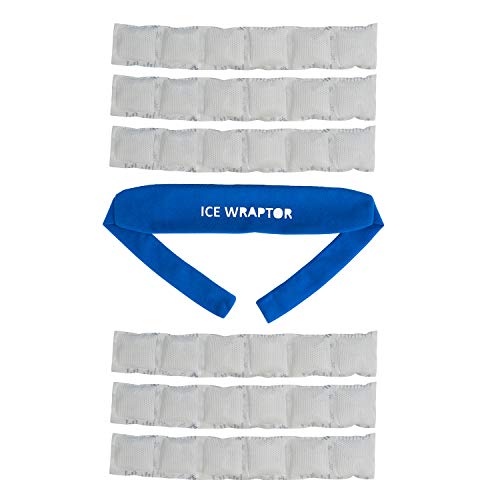 Blue Ice Wraptor Bandana, Keep Your Neck, Head, and Joints Cool, One Size Fits All, Fits Ice Packs up to 2.5” x 15”, Includes 6 ThermaFreeze Cryosheet Inserts (6 x 1 Cell: 2.5' x 15')