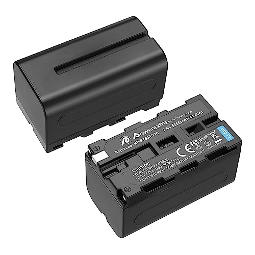 Powerextra 2 Pack Replace for Sony NP-F750 Battery for Sony NP-F730, NP-F750, NP-F760, NP-F770 Battery and Sony CCD-TRV215 CCD-TR917 CCD-TR315 HDR-FX1000 HDR-FX7 HVR-V1U HVR-Z7U HVR-Z5U Camcorder