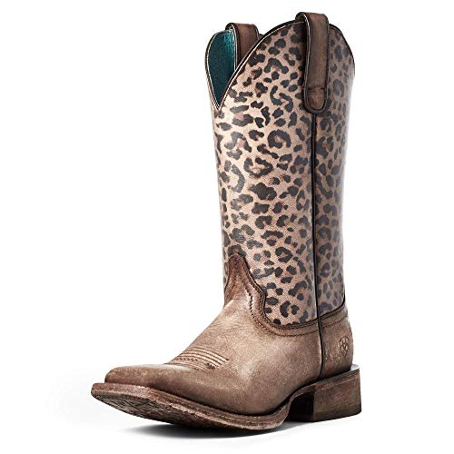 Ariat Womens Circuit Savanna Western Boot Naturally Distressed Brown/Leopard Print 7.5