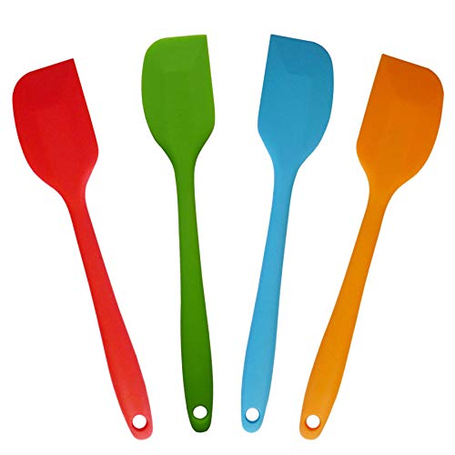 zYoung 4 Pcs Silicone Spatulas, Rubber Spatula Heat Resistant Seamless One Piece Design Flexible Scrapers Baking Mixing Tool,Small