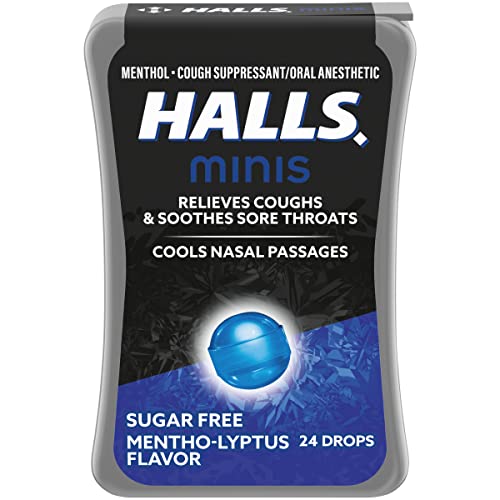 HALLS Minis Mentho-Lyptus Flavor Sugar Free Cough Drops, 24 Drops