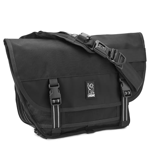 Chrome Industries Mini Metro Messenger Bag, Crossbody Backpack for Women and Men, 13-inch Laptop Satchel, Water Resistant, 20.5 L, All Black