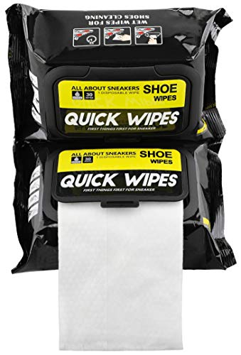 sky treasure Shoe wipes 2 Pack 60 Pcs Sneaker Wipes Cleaner Quick Wipes Disposable Travel Portable Removes Dirt, Stains