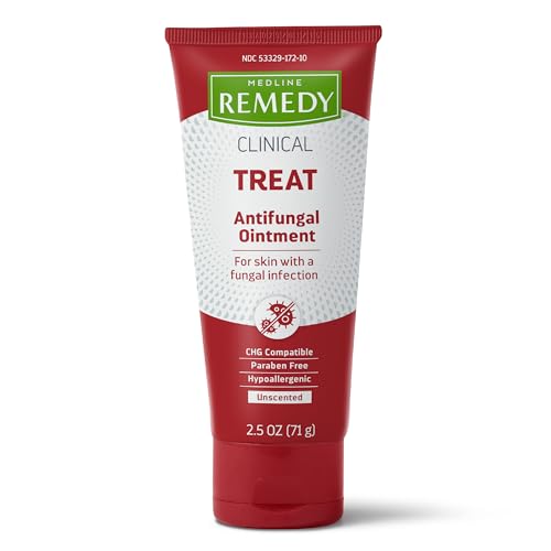 Medline Remedy Clinical Antifungal Ointment (2.5 oz Tube), Unscented, 2% Miconazole Nitrate, Treats Athletes Foot, Jock Itch, Ringworm, Skin Folds, Paraben Free, Soothes Burning & Chafing