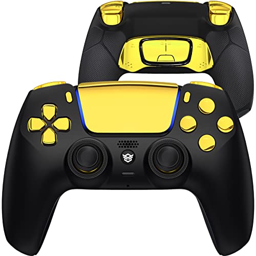 HEXGAMING eSports ULTIMATE 4 Remap Buttons & Interchangeable Thumbsticks & Hair Trigger Black Rubberized Grip Compatible with ps5 Customized Controller PC Wireless FPS eSport Gamepad - Mystery Gold