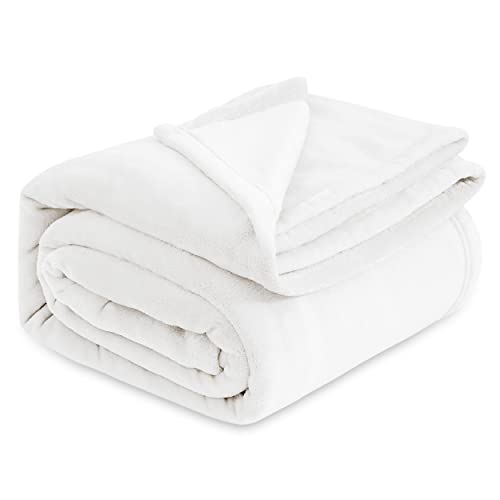 Bedsure Fleece Blanket Queen Blanket White - Bed Blanket Soft Lightweight Plush Fuzzy Cozy Luxury Microfiber, 90x90 inches