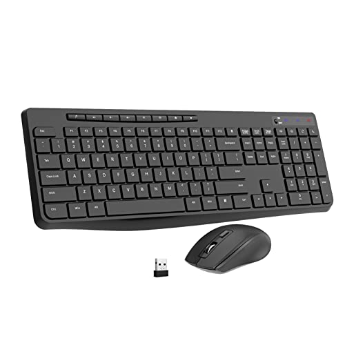 Wireless Keyboard and Mouse Combo,EarlyLit 2.4G Full-Sized Ergonomic Keyboard Mouse,3 DPI Adjustable Cordless USB Mouse and Keyboard,12 Shortcut Keys and Quiet Click for Computer/Laptop/Windows/Mac