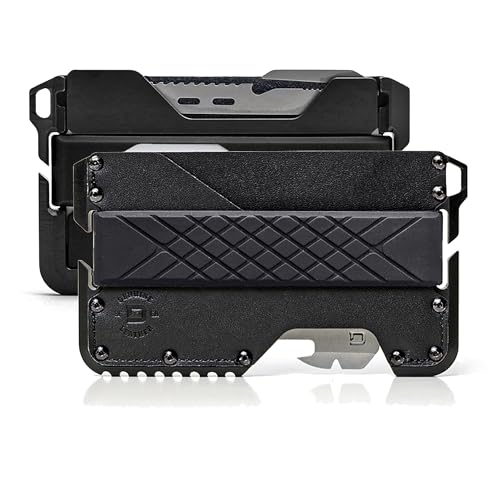 Dango Slim Minimalist Wallet for Men - RFID Blocking - Leather + Multi-Tool, Jet Black