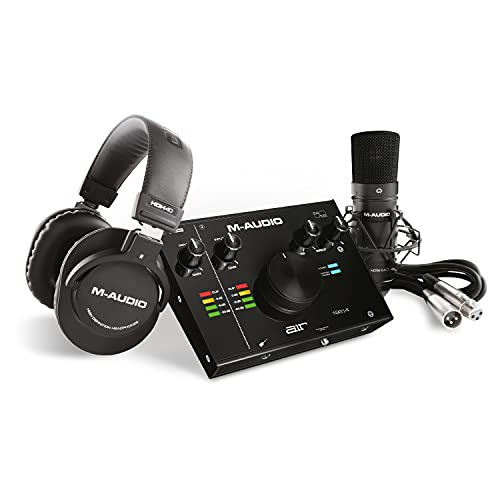 M-Audio USB C Audio Interface, XLR Condenser Microphone and Studio Headphones for Recording, Podcasting, Streaming with HD Sound - AIR192x4 VSPro