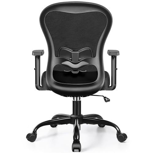 Primy Office Chair Ergonomic Computer Desk Chair, High Back Breathable Mesh Chair with Adjustable Lumbar Support 2D Armrests, Executive Rolling Swivel Comfy Task Chair with Wheels for Home Work Gaming