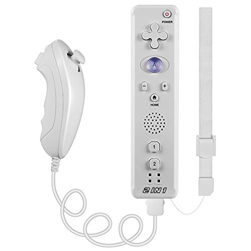 Wii Remote Controller, MODESLAB Replacement Nunchuck and Remote Game Controller with Motion Plus Compatible with Wii and Wii U Console (White)