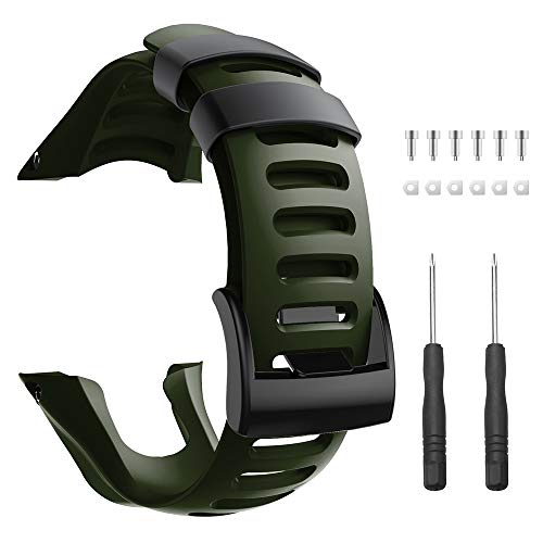 NotoCity for Suunto Ambit 3 Band, Replacement Band for Suunto Ambit 3 Strap – Premium Watchband for Suunto Ambit 3 Peak, 3 Sport, 3 Run, 2R, 2S, 2, and 1(army green,black buckle)