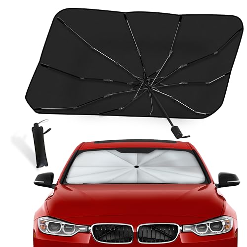 EcoNour Car Windshield Sun Shade, Umbrella Car Sun Shade – Foldable Glass Fiber Car Shade, UV Sunshade for Car Windshield, 240T Polyester Sun Shade Car Windshield, Car Sun Shade Windshield (57'x31')