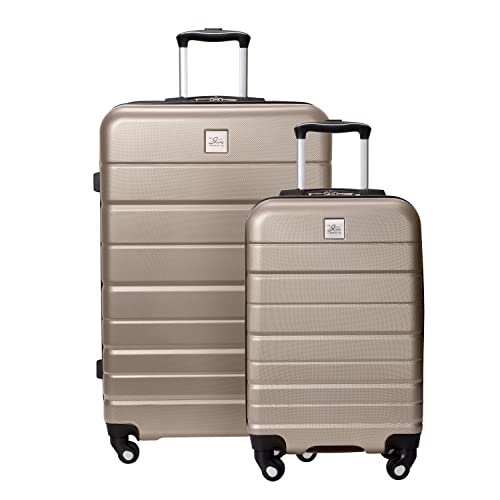 Skyway Epic 2.0 Hardside Lightweight and Durable ABS Shell Luggage, Spacious with 4-Wheel Spinners, Comfort Grip with Telescoping Handle, Men and Women, Bone, 2-Piece Set (20,28)