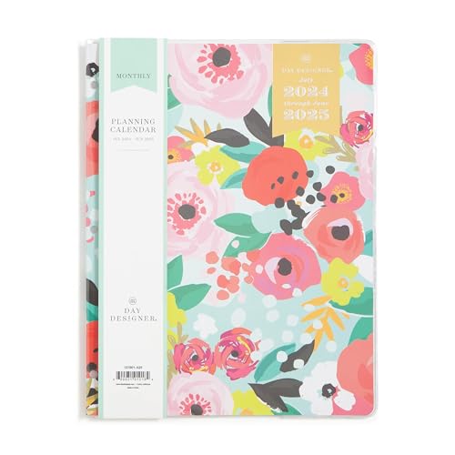 Blue Sky Day Designer for 2024-2025 Academic Year Monthly Planner, 8.5” x 11”, Clear Cover, Stapled Binding, Secret Garden Mint (137901-A25)