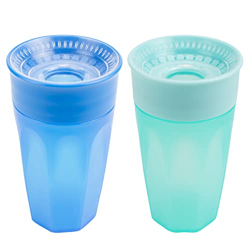 Dr. Brown's Milestones Cheers 360 Training Cup for Toddlers & Babies, Leak-Free Sippy Cup, Blue/Aqua, 10oz/300mL, 9m+, 2 Pack (Colors May Vary)