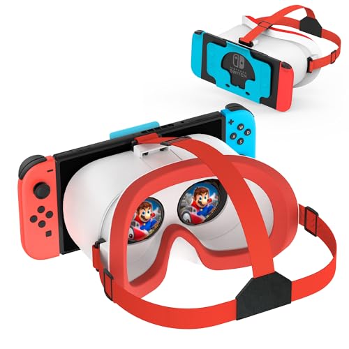 DEVASO Upgraded VR Headset for Nintendo Switch & Switch OLED Model, Switch Virtual Reality Glasses with Adjustable HD Lenses and Comfortable Head Strap, Labo VR Kit Accessories, Cool Stuff for Boys