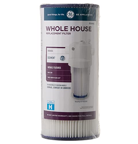 GE FXHSC Whole House Water Filter | Replacement for Water Filtration System | NSF Certified: Reduces Sediment, Rust & Other Impurities from Water | Replace Every 3 Months for Best Results | 1 Filter