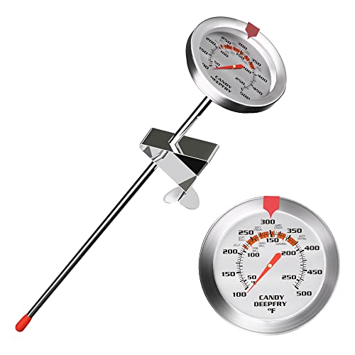 Candy Thermometer Deep Fry/Jam/Sugar/Syrup/Jelly Thermometer with Stainless Steel Large 2' Dial & 9' Accurate Sensitive Long Probe Oil Thermometer Cooking Thermometer