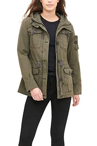 Levi's Women's Cotton Four Pocket Hooded Field Jacket, Army Green, L